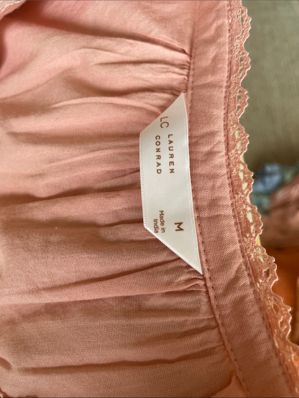 LC Lauren Conrad Coral Pink Lace-Trim tank